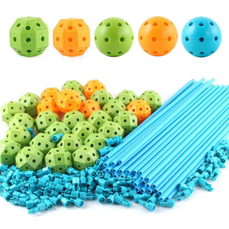 Kids 85PC Bead Assembling Tent, DIY Building Blocks Construction Game House, Indoor Outdoor Kids Tent