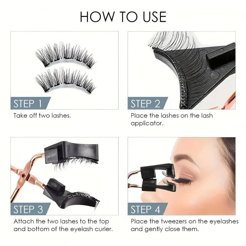 Magnetic Eyelashes,Reusable Magnetic False Eyelashes 3D  Extension Soft Individual False Eyelashes No Glue With Tweezers
