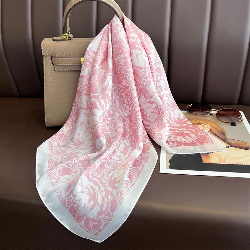 New Fashion 70X70Cmprinted Women'S Scarf Pashmina Silk Scarf Square Shawl Decorative Headband Neck Luxury Design Bandana