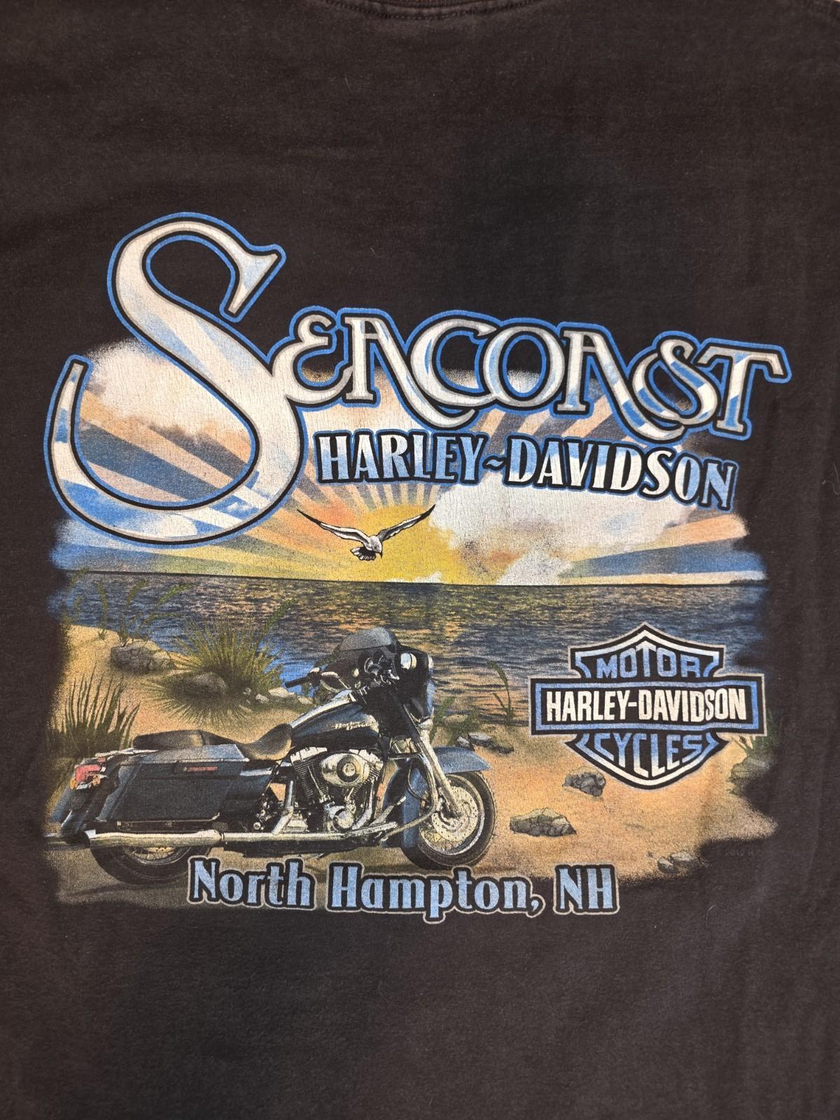 Harley Davidson Classic Logo Seacoast Graphic Tshirt 4XL Biker Motorcycle Beach Unisex T-Shirt XXXXL