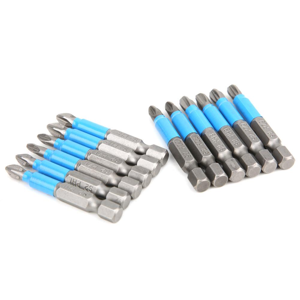 12pcs Set 50mm NonSlip Magnetic Cross Screwdriver Bits 14 Inch Hex Shank S2 Alloy Steel