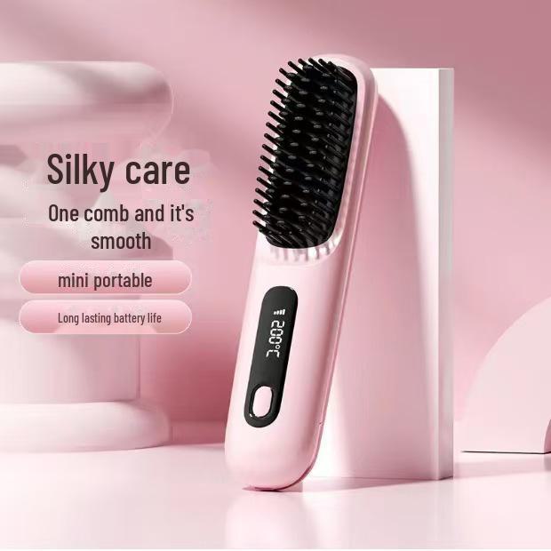 Rechargeable Wireless Ceramic Hair Straightener Comb - Fast Heating & Negative Ion Technology