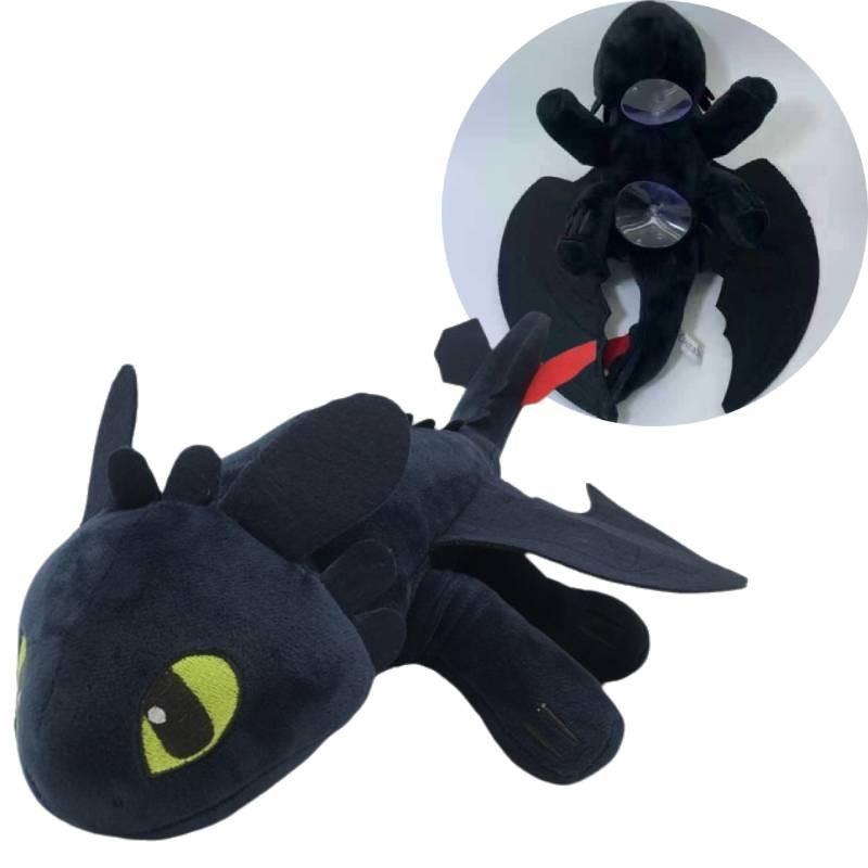 Toothless Dragon Helmet Sucker Plush Motorcycle Decoration 20cm Black