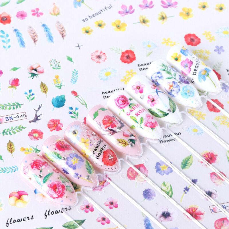 12 vzorů Kvetoucí květiny Nail Art Water Transfer Samolepky Obtisky Dekorace