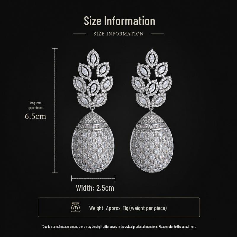 Exquisite Zircon-Inlaid S925 Silver Earrings for Women - Luxurious, High-End Sparkle Jewelry