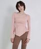 Debiweeo Asymmetrical Wrap Long Sleeve Devi-T0141-Salmon Pink