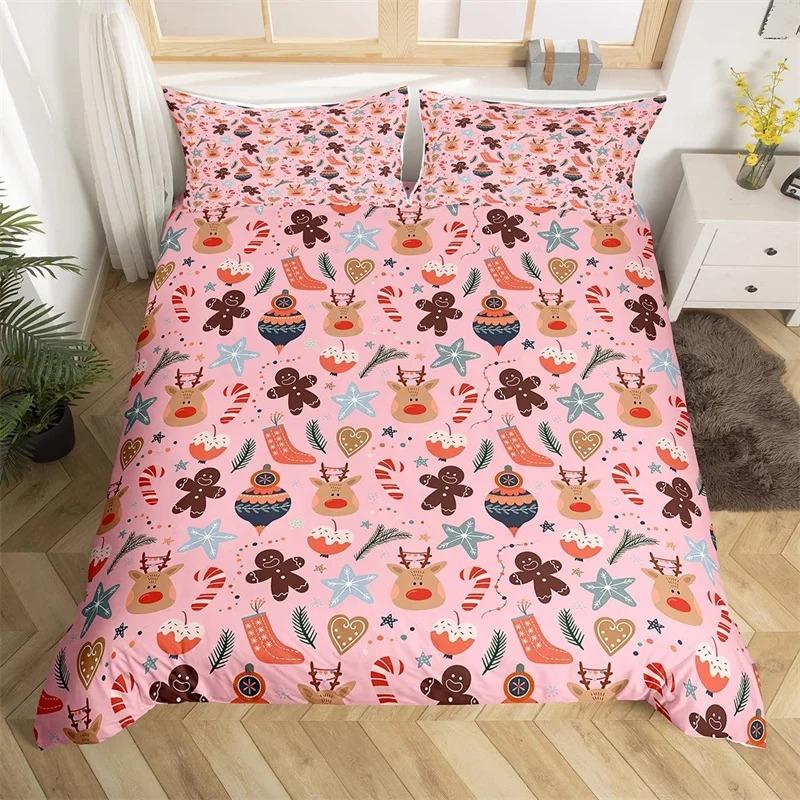 Comforter Snowman Bedding Set 3 Piece Happy New Year Xmas Queen Winter Themed Comforter Merry Christmas