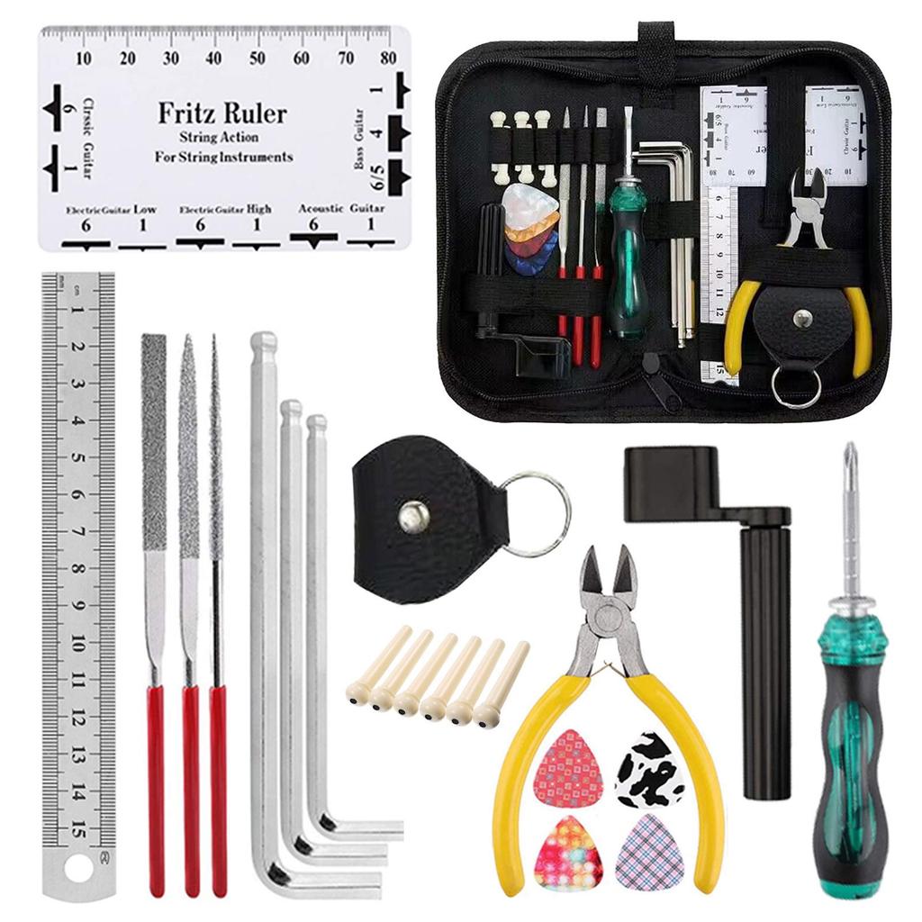 23-Piece Guitar Care & Repair Tool Kit for String Changing & Maintenance