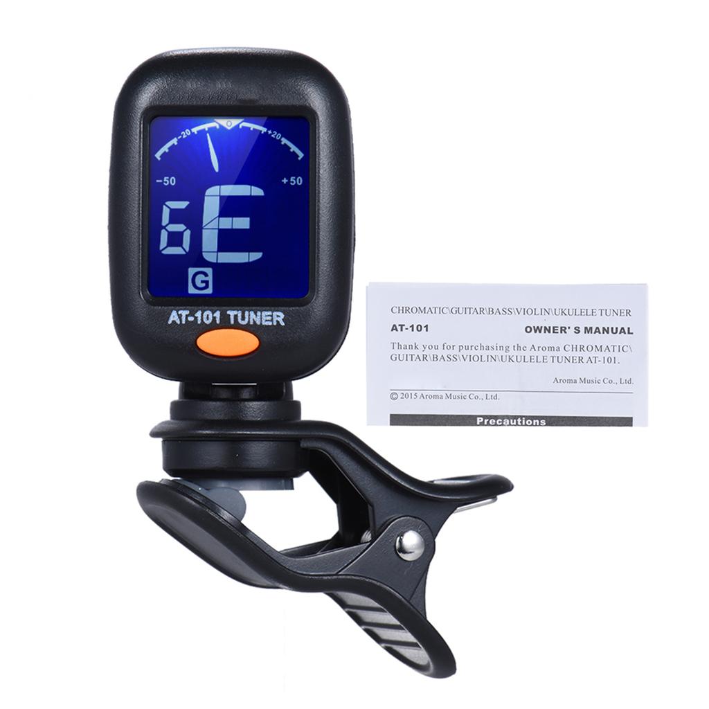 AT-101 Portable Mini Clip-on Digital Tuner with Foldable Rotating Clip High Sensitivity for Chromatic Guitar Bass Violin U