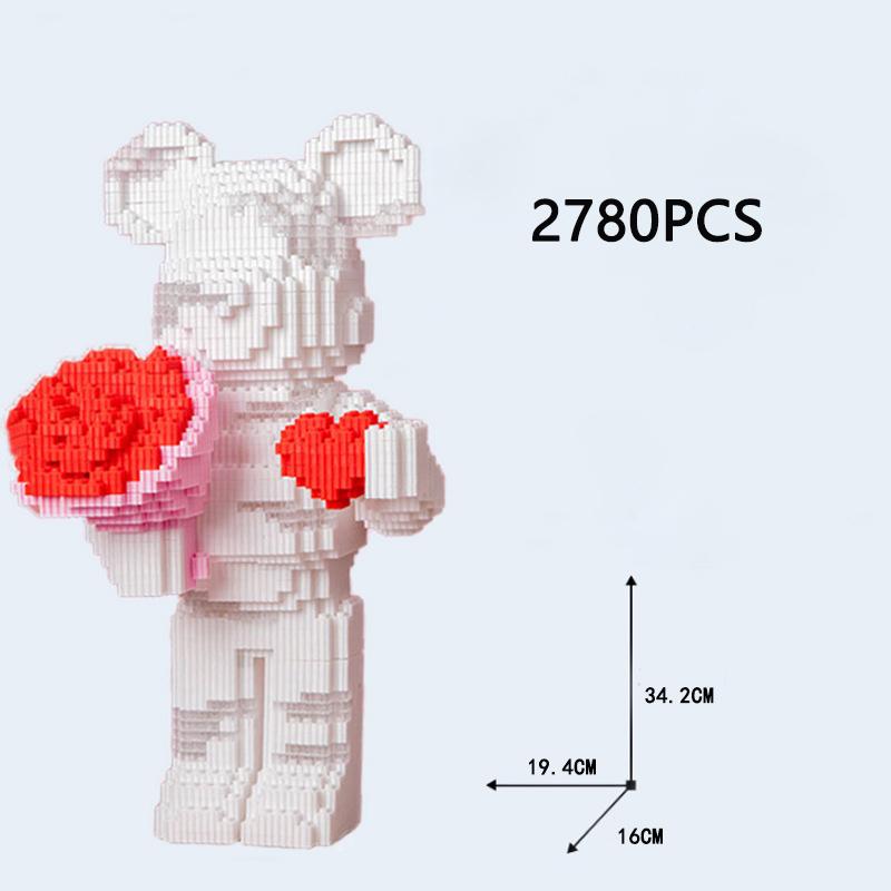 Non-Toxic Violence Bear Building Block Toy Height Lovely Particles Diy Assembly Painting Bear 3D Model Children'S Toys Birthday Xmas Gift
