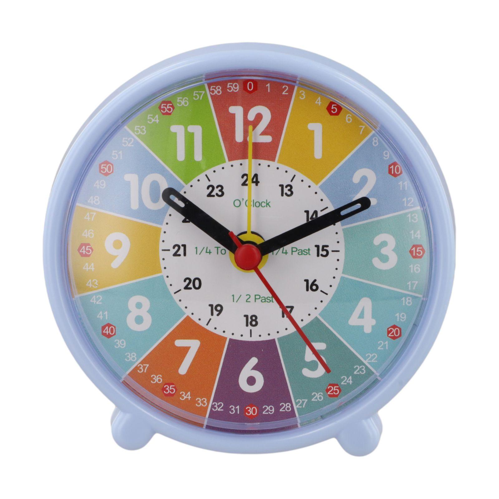 Analog And Digital Time Learning Kid s Classroom Clock Silent Learning Clock Early School Blue