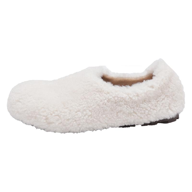 

Модные лаконичные уютные лоферы из плюшевого меха тедди, женские зимние теплые плюшевые слипоны на плоской подошве, женские повседневные пушистые короткие ботинки глубокого красного цвета 40 белый