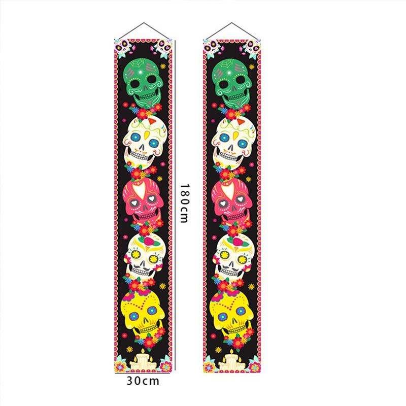 

Hanging Flags 30*180cm Day Of The Dead Decoration Couplet Banner Polyester Halloween Banner For Home Celebration Party чёрный