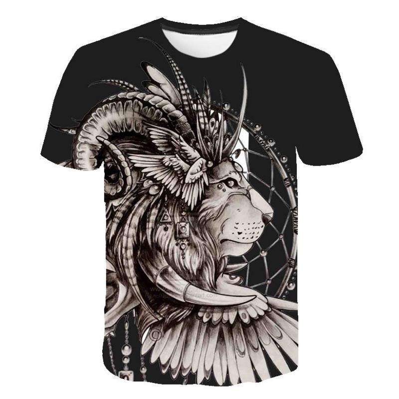 Summer New Cartoon Colorful Fox Dog 3D Digital Printed T-shirt Men's Short Sleeved T-shirt