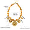 Stylish Floral Heart Accent Resin Bead Necklace Adjustable Length Neckchain Versatile Jewelry Gift For Her
