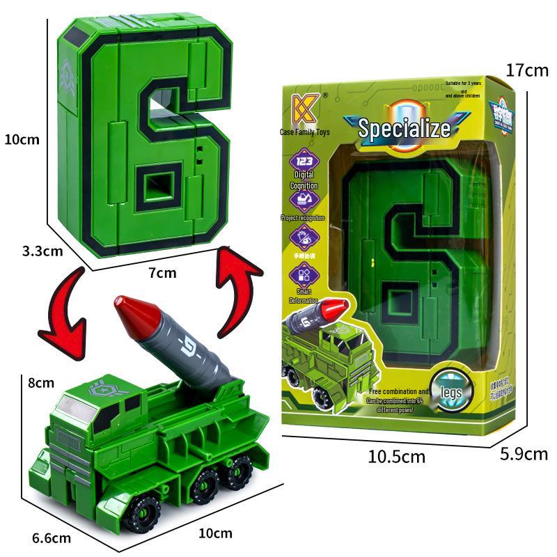Number Transforming Robot Toy Set for Kids: 0-9 Educational Assembly for Elementary Students
