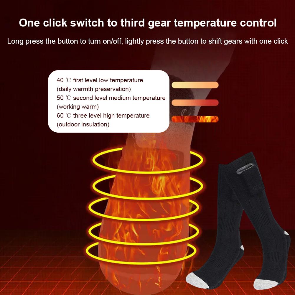 Unisex Electric Heated Socks Breathable Warmer Stockings Washable Rechargable for Outdoor Camping Hiking
