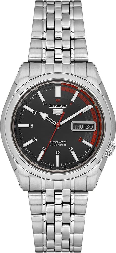 SEIKO 5 Automatic Day-Date SNK375K1 (Stainless Bracelet, Black Dial)