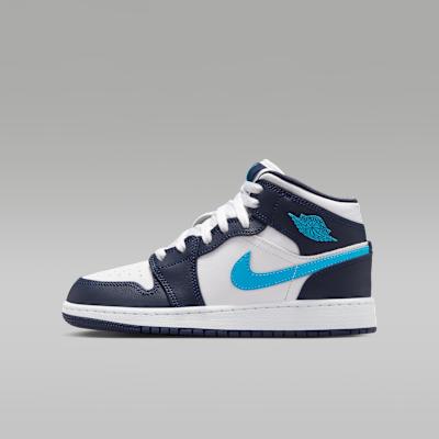 Jordan 1 Mid Obsidian Dark Powder Blue (GS) 40