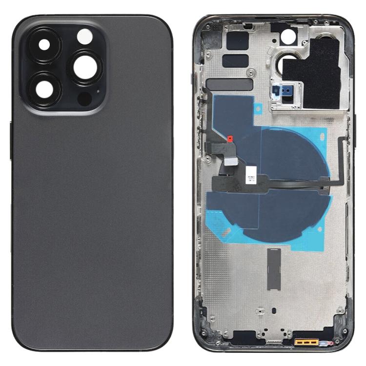 

For iPhone 14 Pro Max Back Battery Housing Cover+Middle Plate Frame+Side Buttons+Wireless Charging Flex Cable (EU Version) Black