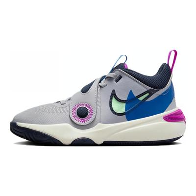 Team Hustle D 11 GS Comfortable Versatile Non-Slip Shock Absorbing Low-Top Kids Basketball Shoes Kids Sneaker Gray Blue FN5005-001
