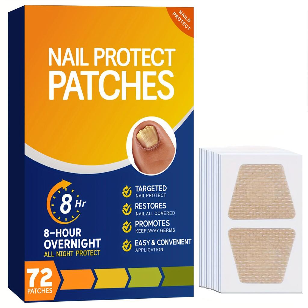 Fungal Nail Patches Hands And Feet Soft Nail Inlaid Nail Thickening Bright Nail Furrow Gray Nail Care Patch 72pcs