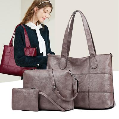 Three-Piece Bag Sets Large Capacity Tote Bag Women Soft Leather Shoulder Bag Mother Bag Handbag with Crossbody Bag Coin Purse