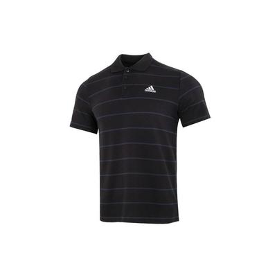 Fi Stripe Polo Casual Sports Short Sleeve Shirt Men Tops Black HE7433