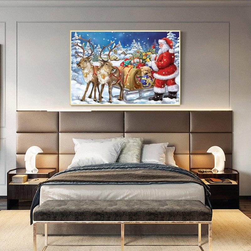 Julenissen gjør-det-selv 5D diamantmaling hel rund drill Jul Diamont broderisett Gave veggkunst