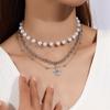 3pcs/set New Crystal Star Pendant Necklaces Pearl Beaded Choker Necklace Women Girls Handmade Jewelry Gift