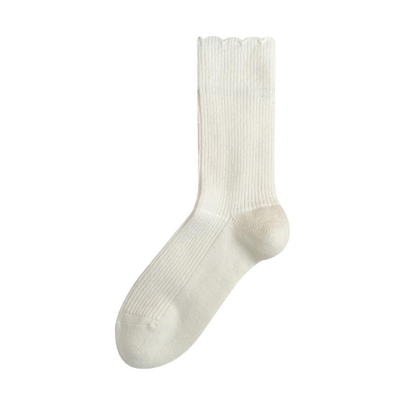 Damen Mid-Tube Spitzensocken - Warme Winter-Frotteesocken für trendige Studentinnen & Umstandsmode