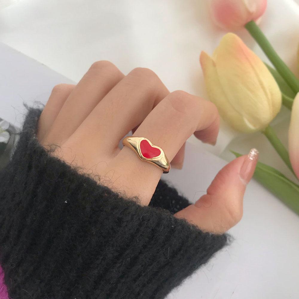Romantic Red Black Heart-shaped Fashion Accessories Couple Ring Finger Ring Party Jewelry Rings
