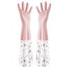 1 Pair Dishwashing Gloves Waterproof Reusable Gloves Patchwork Color Elastic Long