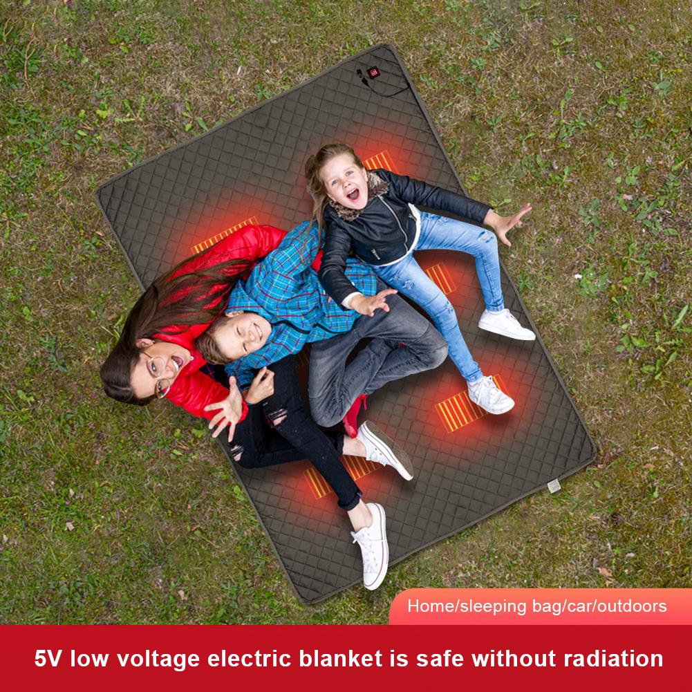 Electric Heating Blanket USB Powered 6 Heating Zones Heated Sleeping Bag Pad USB Powered Physiotherapy Blanket 6 Heating Zones