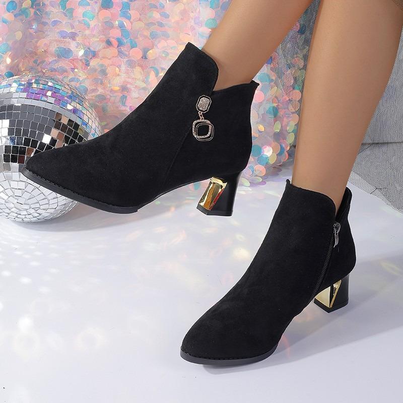 Autumn and winter new fashion boots women's suede boots versatile velvet red high-heeled matte fashion boots mother shoes