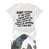 Women Aunt Humor Letter Print T-Shirt Crew Neck Short Sleeve Spring Summer Family Gathering Casual Machine Washable Top