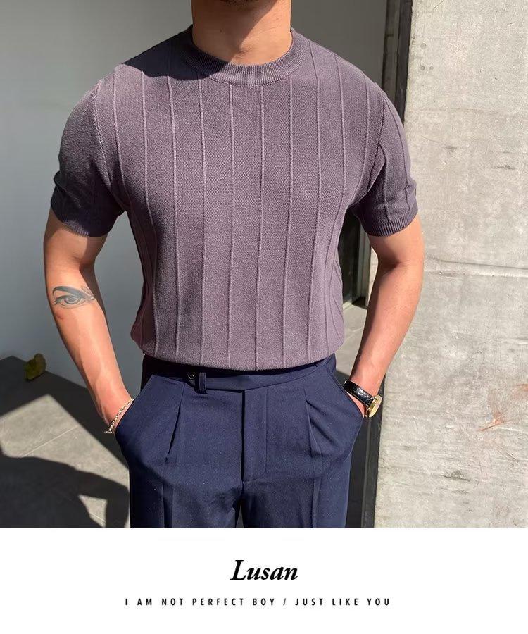 2023 Men's Trendy Summer Round Neck Short Sleeve Sweater