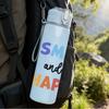 1PC Smile And Be Happy Pastel Lettering Print 750ml Color Plastic Sports Water Bottle Leakproof Flip Straw Lid Suitable for Sports Office Home Use