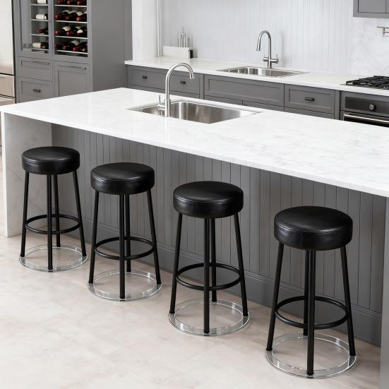 Soft Round Stool Cover High Resilience Non-Slip Design Easy to Clean Faux Leather Universal Fit Chair Cover