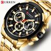 CURREN Herrenuhren Top Marke Große Sportuhr Luxuriöse Herren Militärische Stahl Quarz Armbanduhren Chronograph Gold Design Herrenuhr