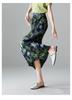 Fashionable printed pleated skirt 2026 summer thin commuting versatile mid length A-line skirt