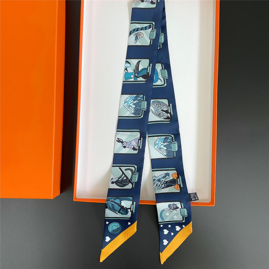 Brand Design Twill 100% Silk Scarf Luxury Fashion Scarf Women Foulard Skinny Bag Scarves New Hot Neckerchief Hair Headband