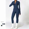 Winter Autumn Women's One-piece Yoga Jumpsuit Leggings Long-sleeved Warm Ski Overalls Outerwear High Elastic Cycling Bodysuit
