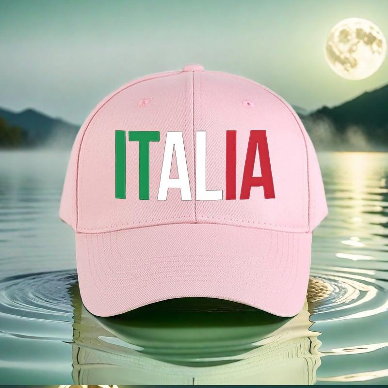 Italia Graphic Baseball Cap Unisex Black Peaked Hat with Italian Flag Design Perfect Travel Street Fashion Sports Outdoor Fun