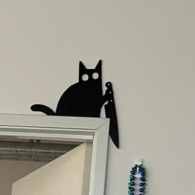 Metal Cat Door Topper Decoration Cute Kitty Door Frame Corner Decor Sign Vintage Rust-resistant Door Topper Ornament for Home Decoration