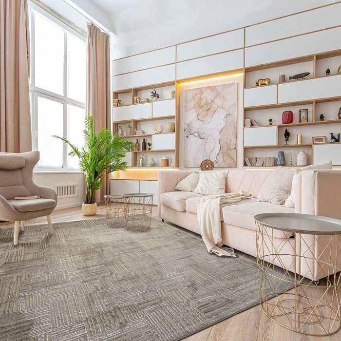 Modern Living Room Rug Block Patterns Beige 160x230