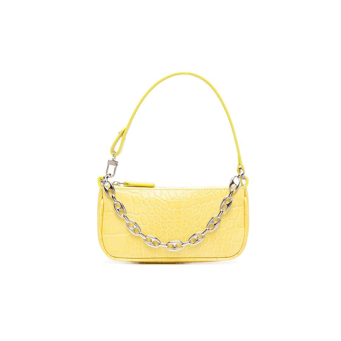 By Far Mini Rachel Textured Chain Leather Underarm Handbag Women handbags Yellow 21CRMIRACUSDSMA Basic Set (Bag+Dust Bag)