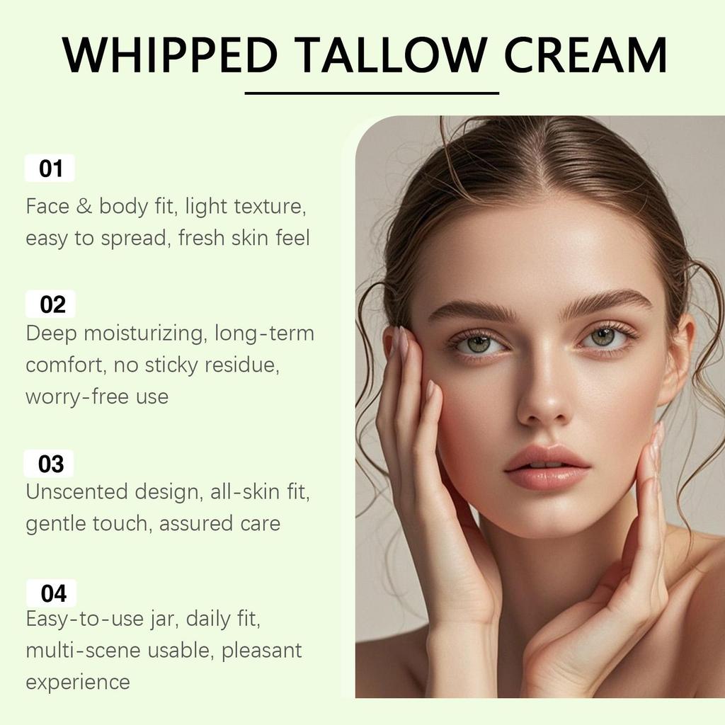 Aufgeschlagene Talgcreme für empfindliche Haut – Barriere-Reparatur, leichte, unparfümierte Feuchtigkeitscreme für Gesicht und Körper, 60 g