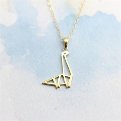 Delicado colar de dinossauro origami pingente colar bonito animal pingente colar para meninas