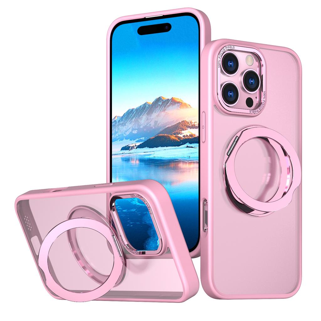 For IPhone 16 Pro Phone Case Transparent Rotating Pivot Magsafe Magnetic Bracket for Apple 15 Protective Case